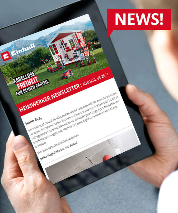 Einhell Newsletter on tablet